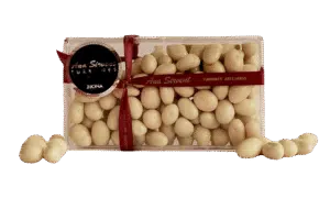 Pistachos con chocolate blanco